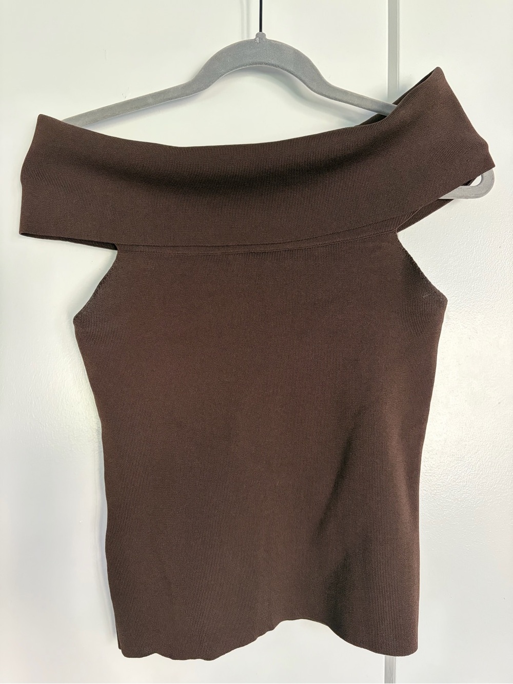 Mango Brown Off the Shoulder Women’s Knit Top
